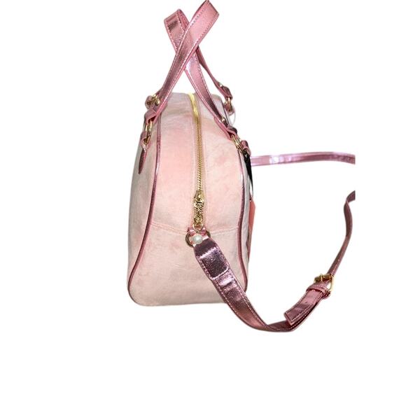 JUICY COUTURE PINK DIAMOND VELOUR STRING OF PEARLS RHINESTONE SATCHEL PURSE NWT - Picture 8 of 12